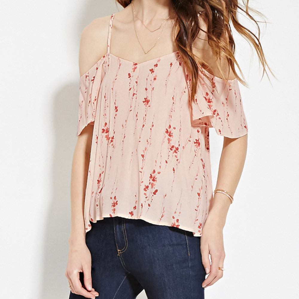 NWT Forever 21 Floral Tank Top Pink Extra Small XS